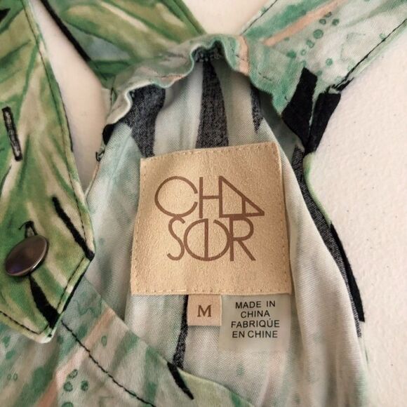 Chaser Romper Women's Medium Green Floral Sleeveless Boho Printed One Piece - Picture 7 of 10